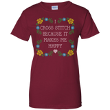 I Cross Stitch Because It Makes Me Happy Ladies Custom 100% Cotton T-Shirt - Crafter4Life - 4
