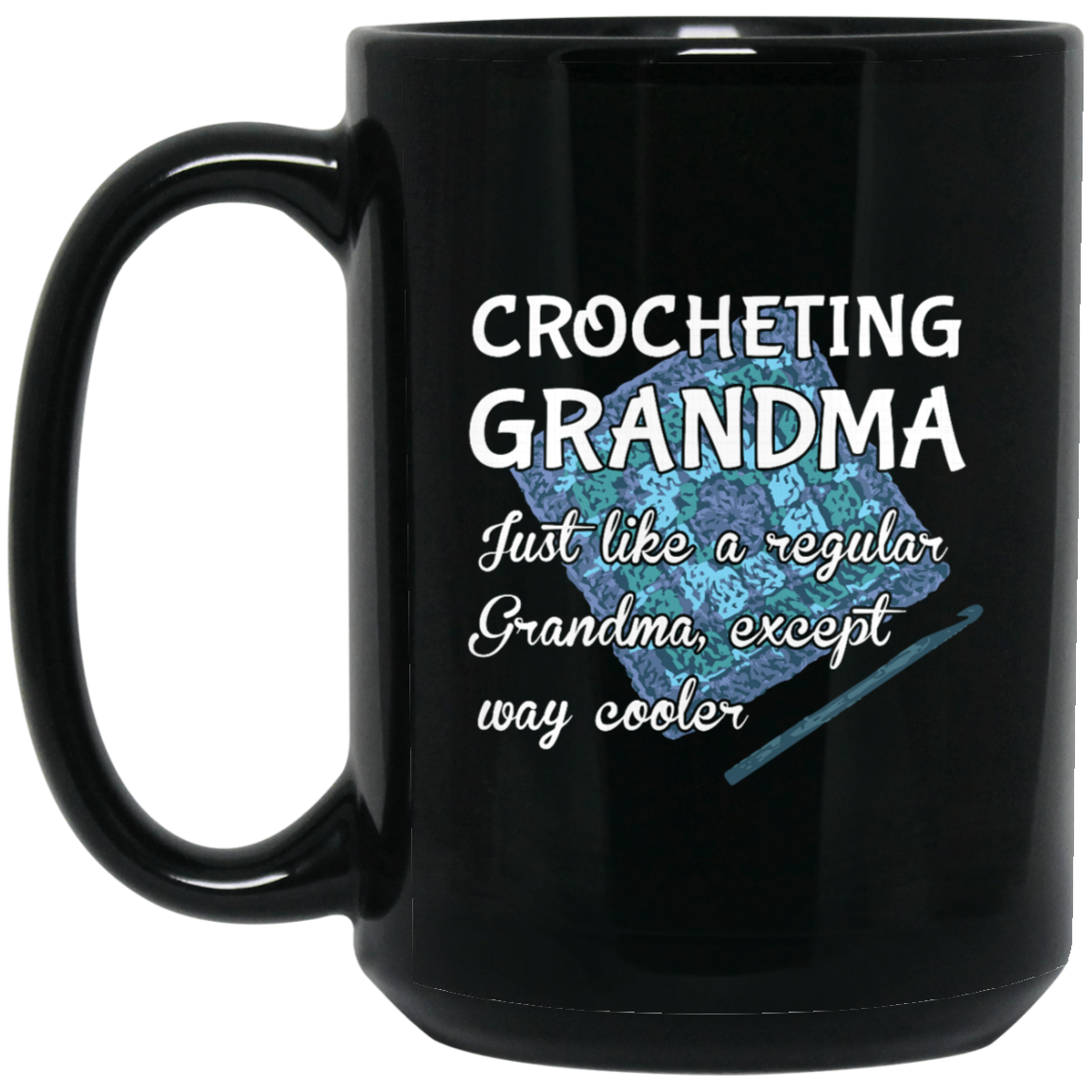 Crocheting Grandma Black Mugs