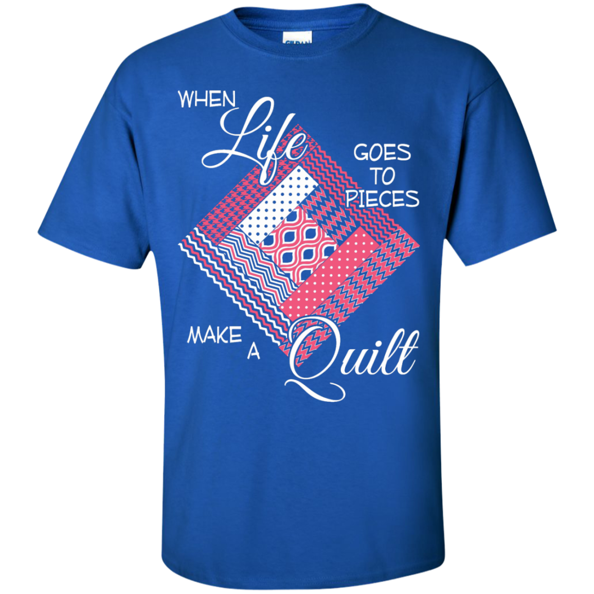 Make a Quilt (pink) Custom Ultra Cotton T-Shirt - Crafter4Life - 7