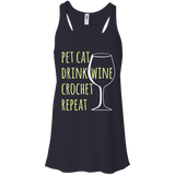 Pet Cat-Drink Wine-Crochet Flowy Racerback Tank