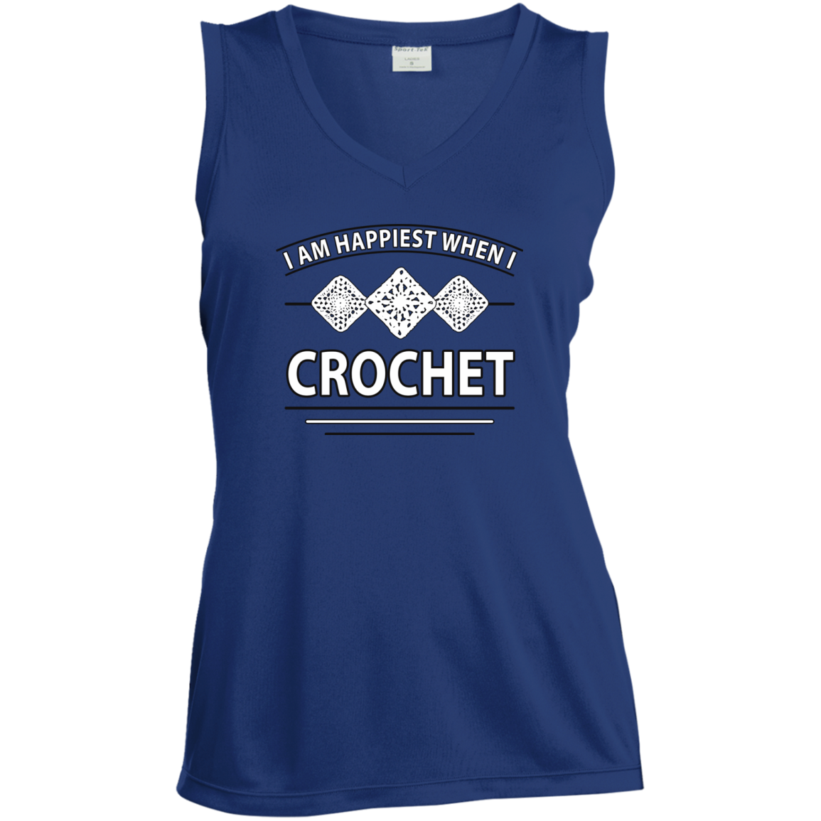I Am Happiest When I Crochet Ladies Sleeveless V-neck - Crafter4Life - 4
