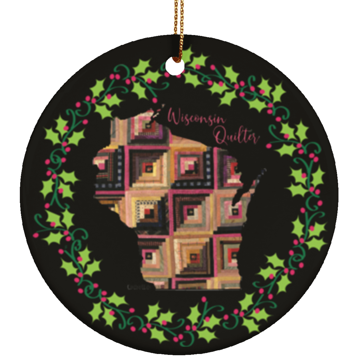 Wisconsin Quilter Christmas Ornament