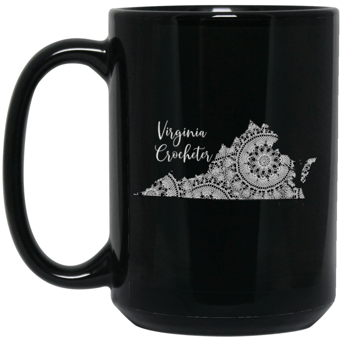 Virginia Crocheter Black Mugs