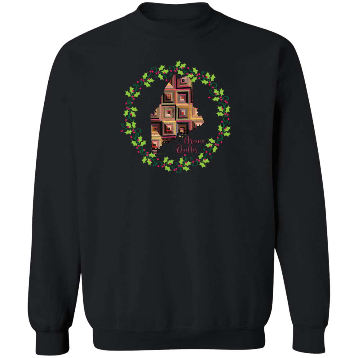 Maine Quilter Christmas Crewneck Pullover Sweatshirt