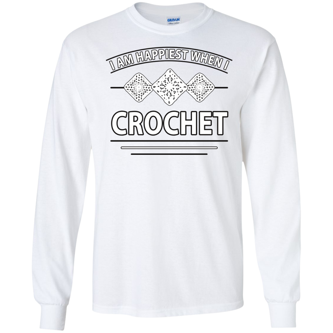 I Am Happiest When I Crochet Long Sleeve Ultra Cotton T-shirt - Crafter4Life - 4