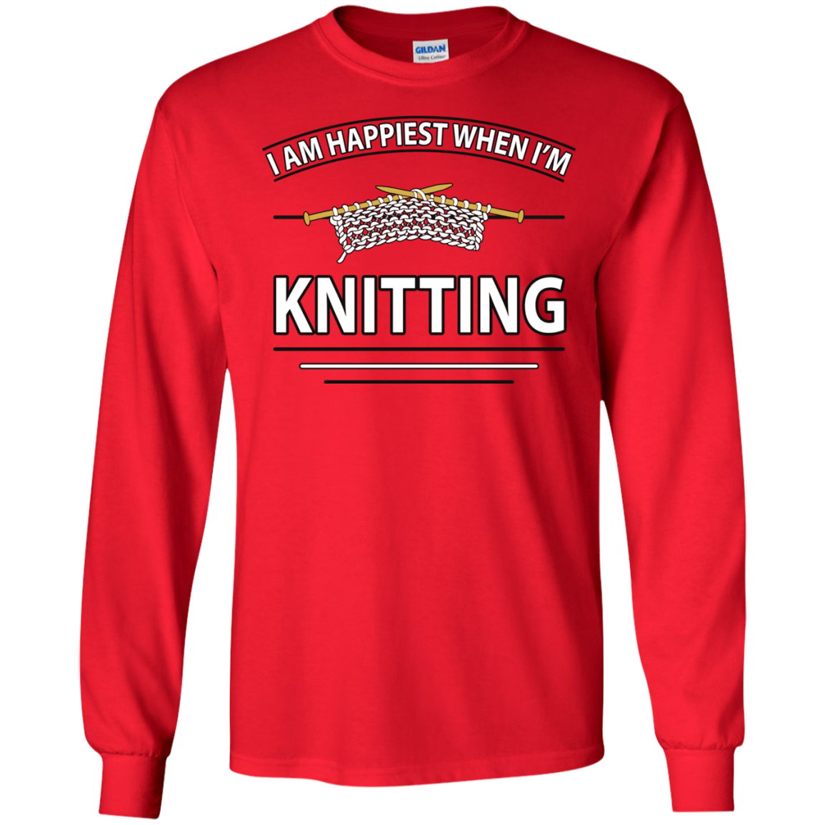 I Am Happiest When I'm Knitting Long Sleeve Ultra Cotton T-Shirt - Crafter4Life - 11