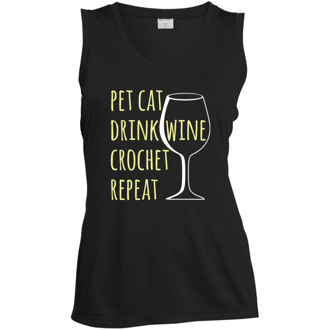 Pet Cat-Drink Wine-Crochet Ladies Sleeveless Moisture Absorbing V-Neck