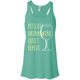 Pet Cat-Drink Wine-Quilt Flowy Racerback Tank