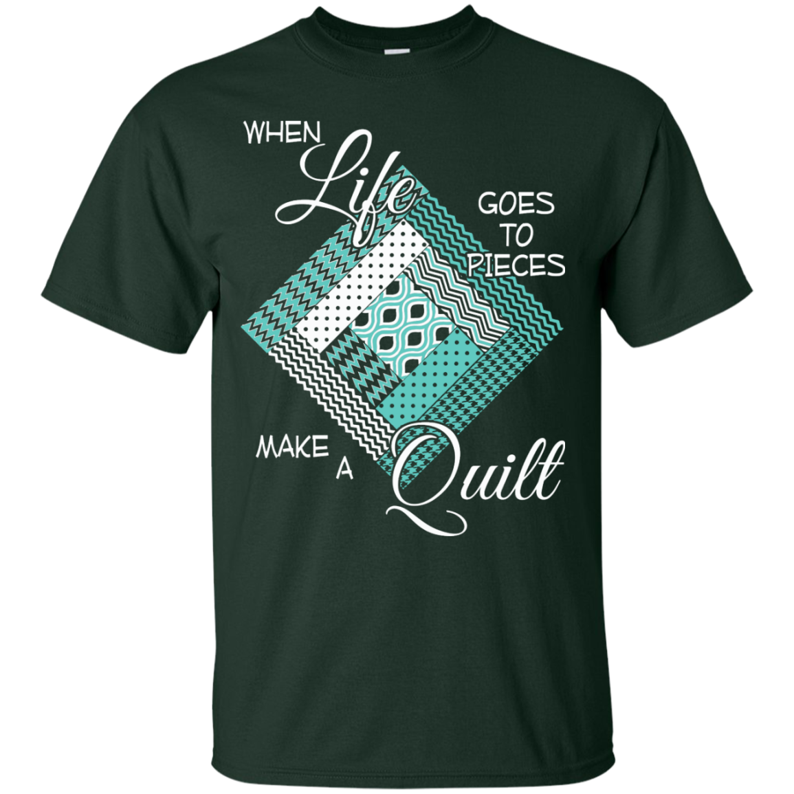 Make a Quilt (turquoise) Custom Ultra Cotton T-Shirt - Crafter4Life - 3