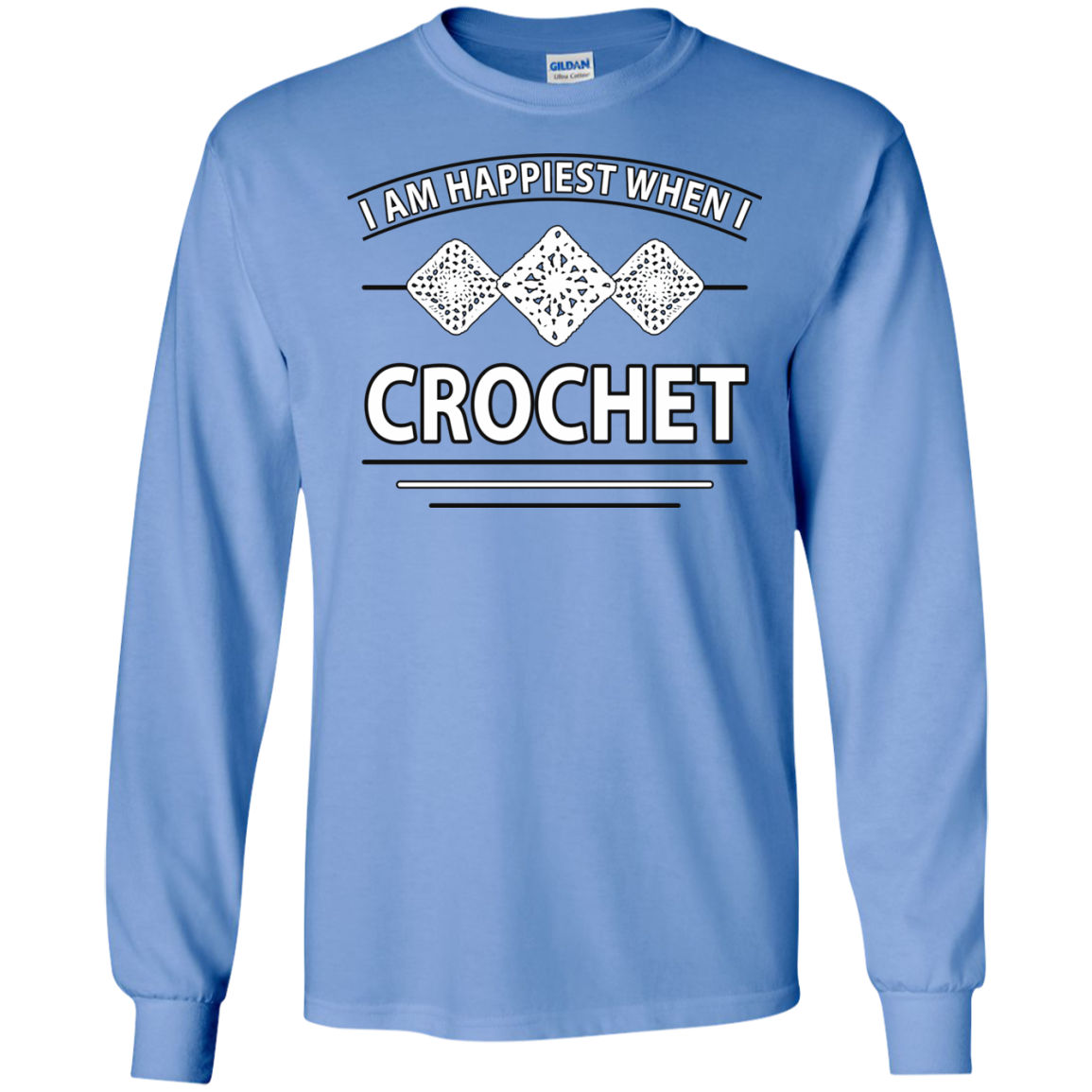 I Am Happiest When I Crochet Long Sleeve Ultra Cotton T-shirt - Crafter4Life - 5