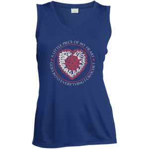 Piece of My Heart (Crochet) Ladies Sleeveless Moisture Absorbing V-Neck