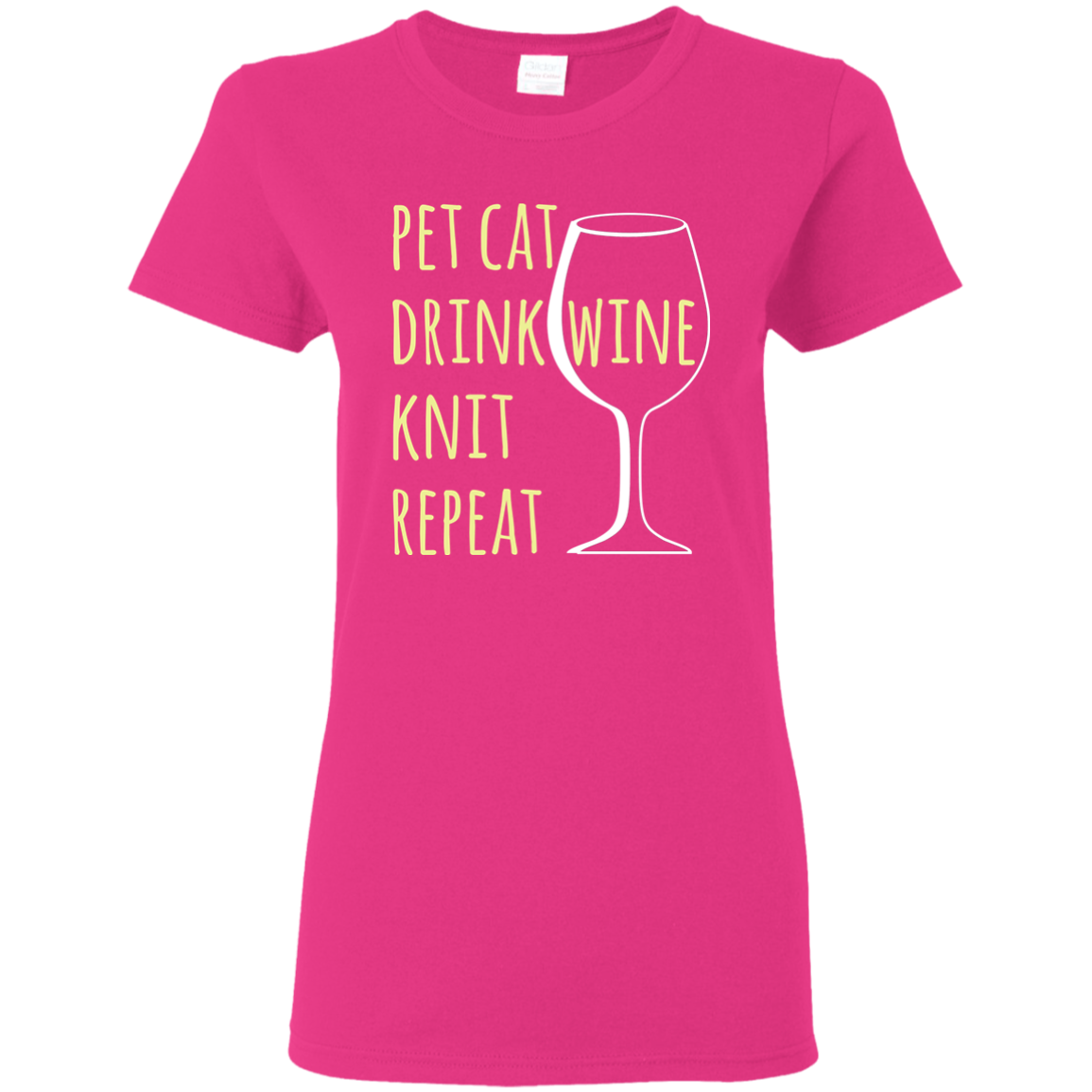 Pet Cat-Drink Wine-Knit Ladies T-Shirt