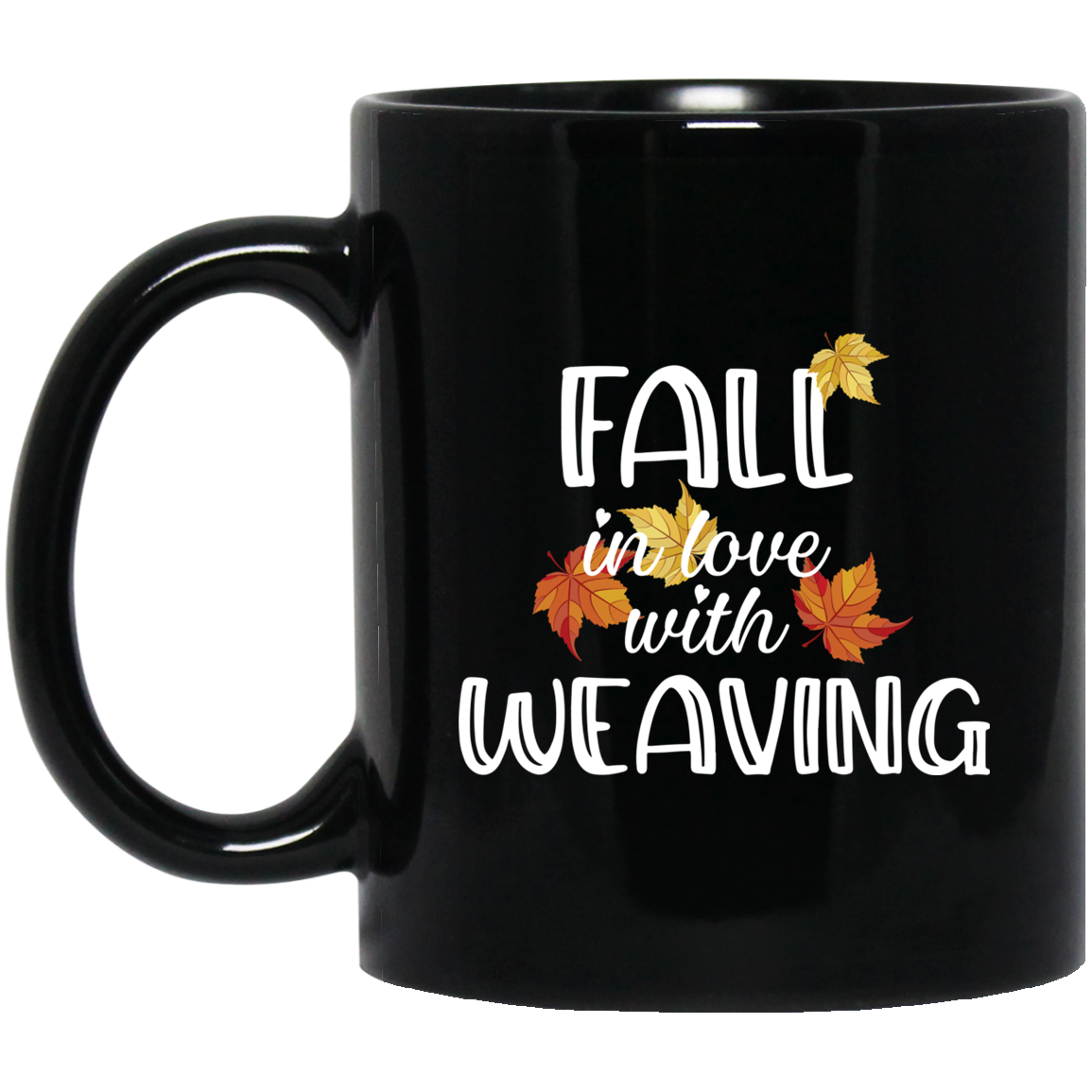 Fall in Love with Weaving Black Mugs