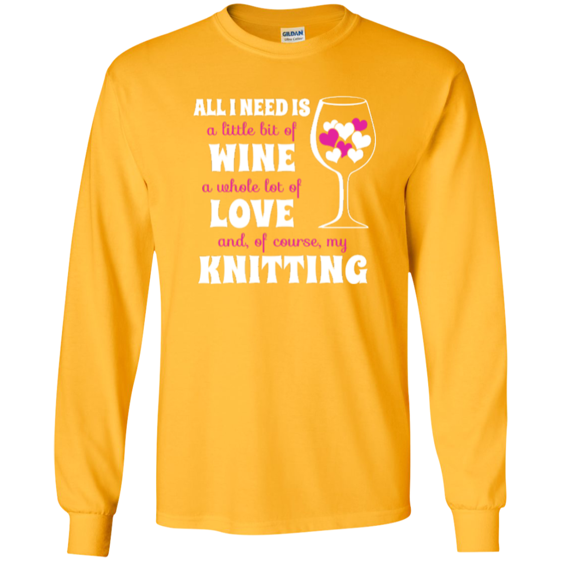 All I Need is Wine-Love-Knitting Long Sleeve Ultra Cotton Tshirt - Crafter4Life - 5