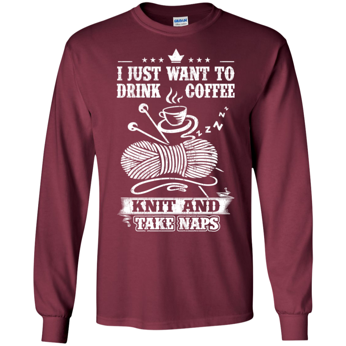 Coffee-Knit-Nap Long Sleeve Ultra Cotton T-Shirt - Crafter4Life - 8