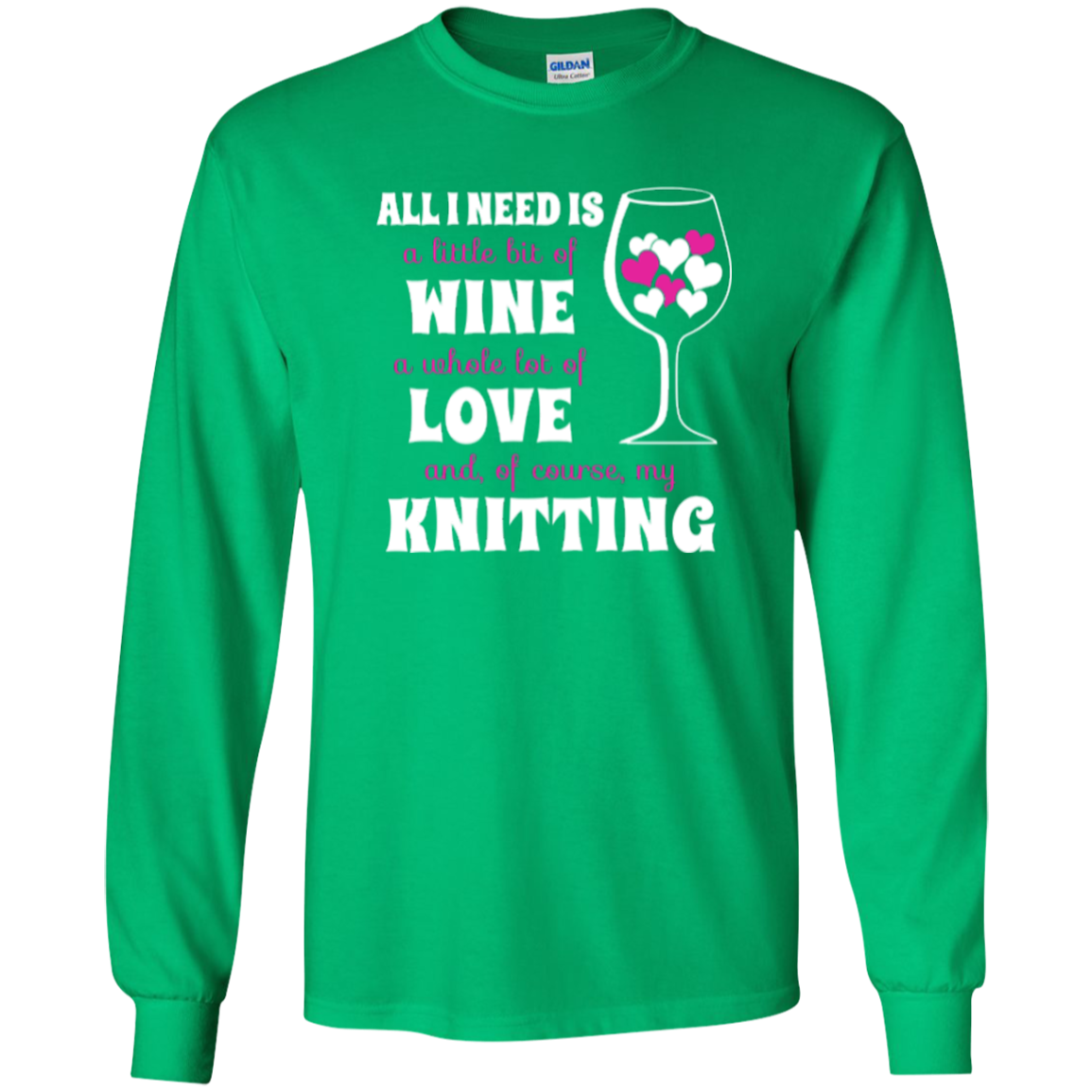 All I Need is Wine-Love-Knitting Long Sleeve Ultra Cotton Tshirt - Crafter4Life - 6