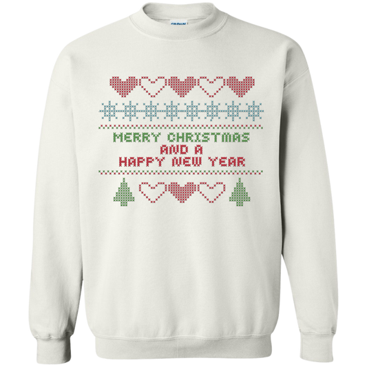 Cross Stitch Christmas Sampler Crewneck Pullover Sweatshirt