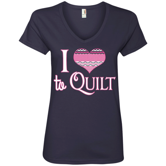 I Heart to Quilt Ladies V-neck Tee - Crafter4Life - 1