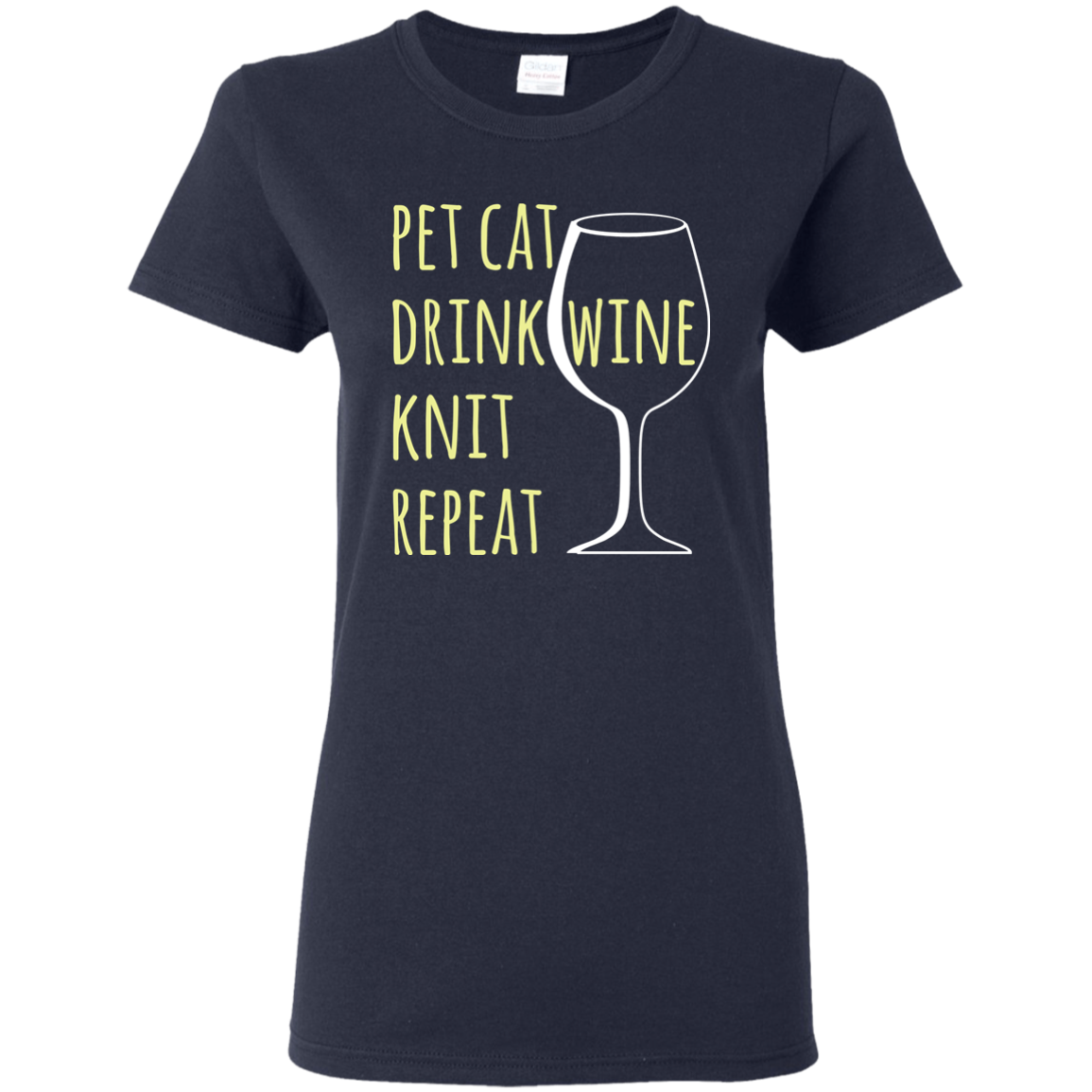 Pet Cat-Drink Wine-Knit Ladies T-Shirt