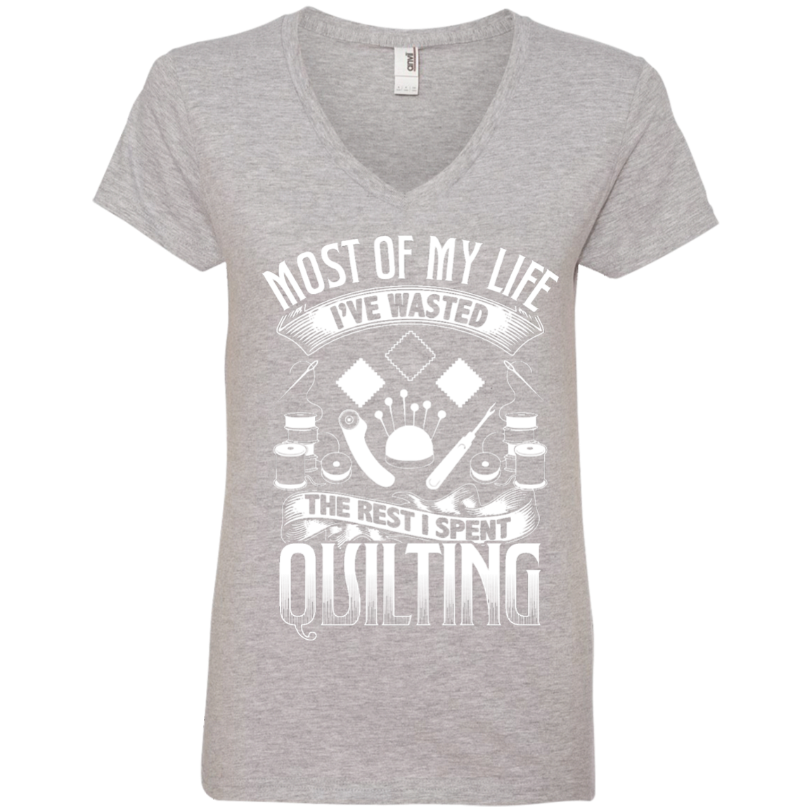 Most of My Life (Quilting) Ladies V-Neck Tee - Crafter4Life - 2