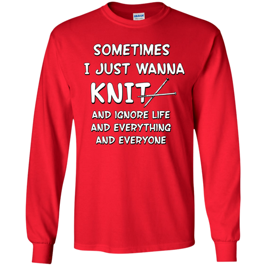 I Just Wanna Knit LS Ultra Cotton T-Shirt