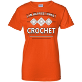 I Am Happiest When I Crochet Ladies Custom 100% Cotton T-Shirt - Crafter4Life - 13