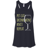 Pet Cat-Drink Wine-Knit Flowy Racerback Tank