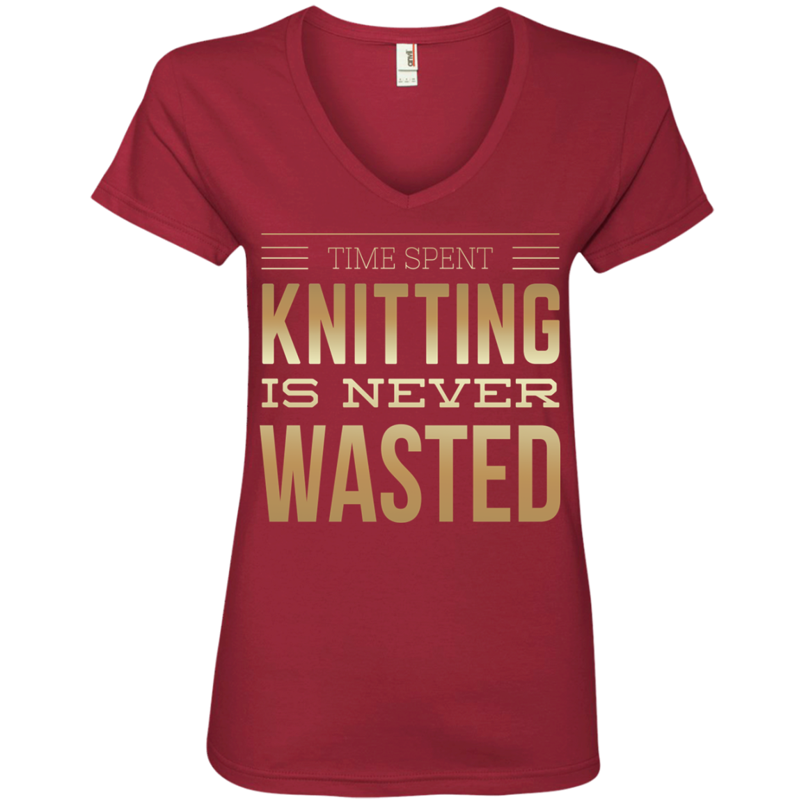 Time Spent Knitting Ladies V-Neck Tee - Crafter4Life - 1