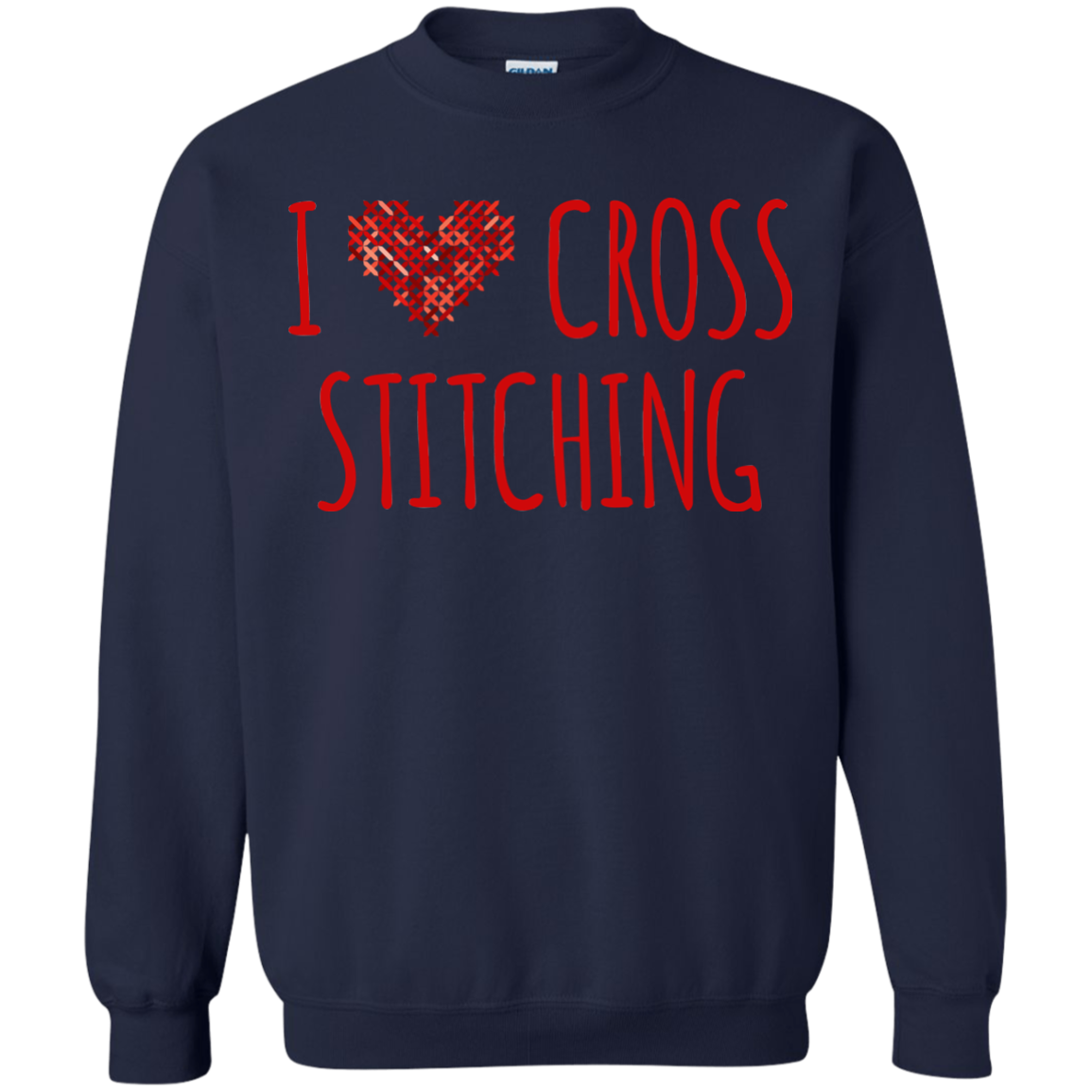 I Heart Cross Stitching Crewneck Pullover Sweatshirt