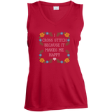 I Cross Stitch Because It Makes Me Happy Ladies Sleeveless V-neck - Crafter4Life - 5