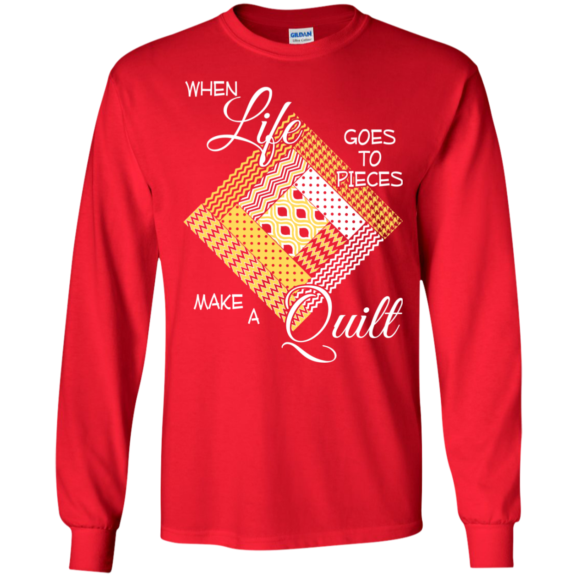 Make a Quilt (yellow) Long Sleeve Ultra Cotton T-Shirt - Crafter4Life - 7