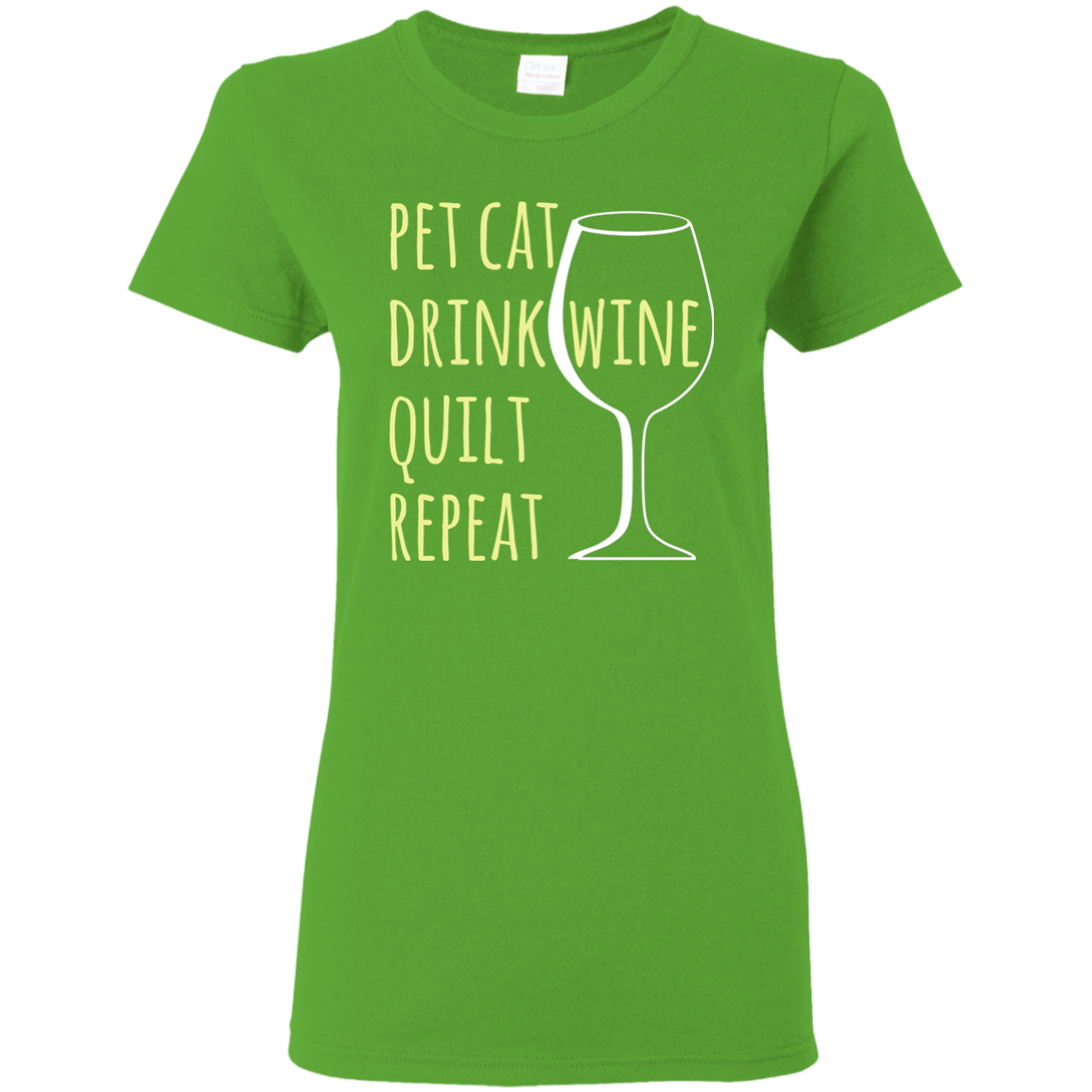 Pet Cat-Drink Wine-Quilt Ladies T-Shirt