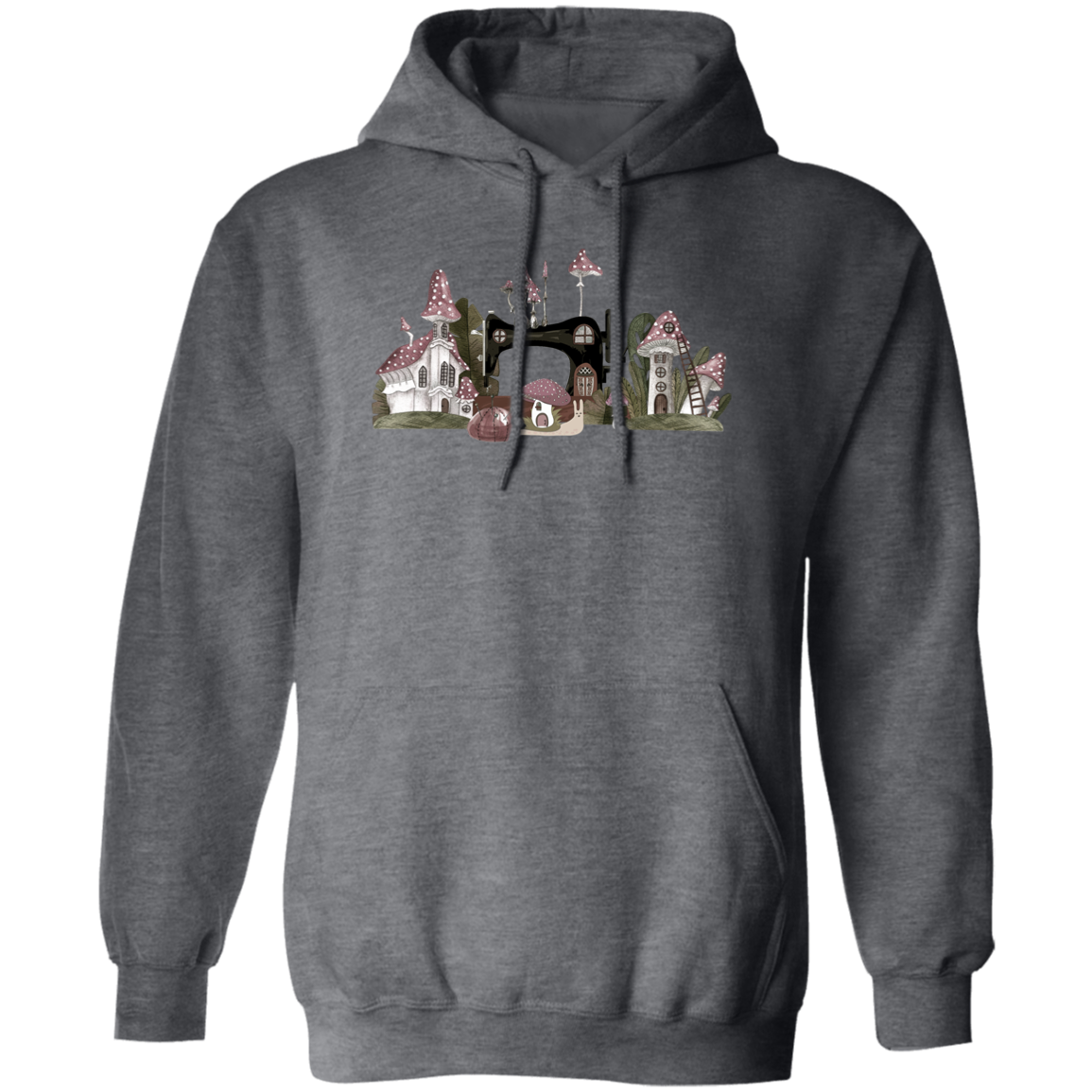 Cottagecore Sewing Mushroom Village Hoodie - Cute Gift for Sewing Friends & Family
