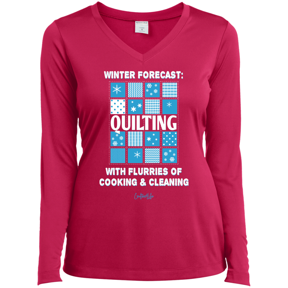 Winter Forecast Quilting Flurries Ladies Long Sleeve Shirts