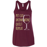 Pet Cat-Drink Wine-Quilt Flowy Racerback Tank