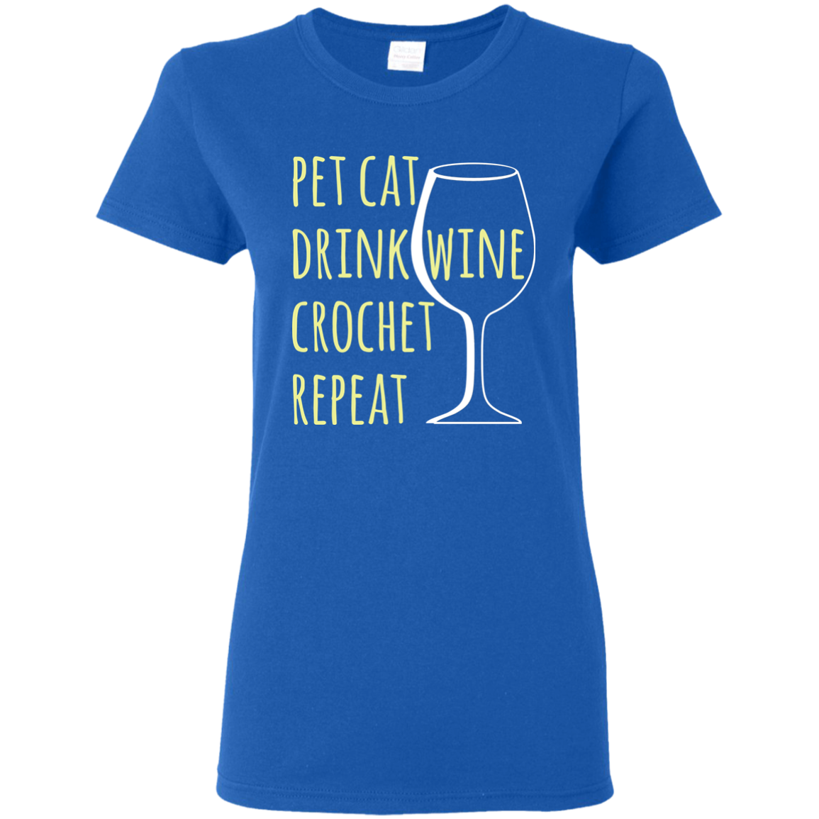 Pet Cat-Drink Wine-Crochet Ladies T-Shirt