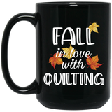Fall in Love with Quilting Black Mugs