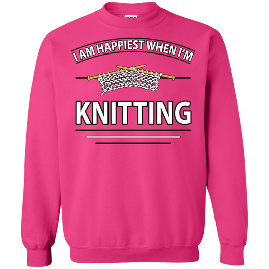 I Am Happiest When I'm Knitting Crewneck Sweatshirts - Crafter4Life - 1