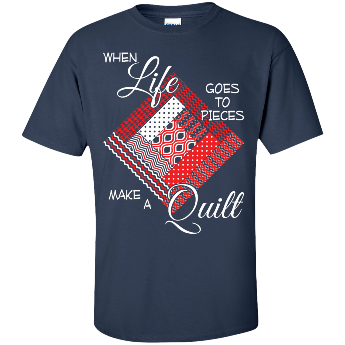 Make a Quilt (red) Custom Ultra Cotton T-Shirt - Crafter4Life - 7