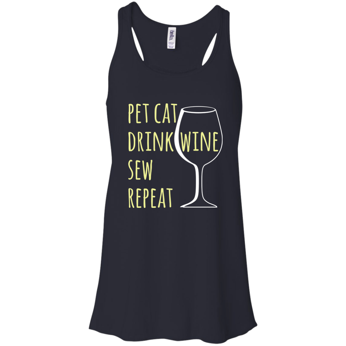 Pet Cat-Drink Wine-Sew Flowy Racerback Tank