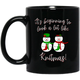 Knitmas Snow Couple Black Mugs