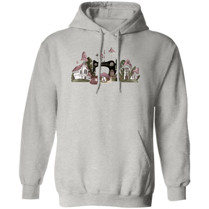 Cottagecore Sewing Mushroom Village Hoodie - Cute Gift for Sewing Friends & Family