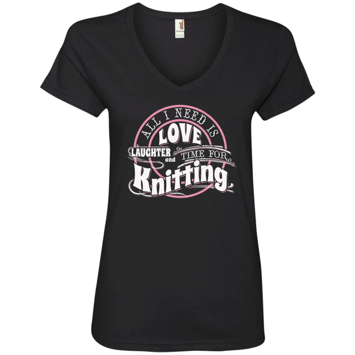 Time for Knitting Ladies V-Neck T-Shirt