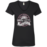 Time for Knitting Ladies V-Neck T-Shirt