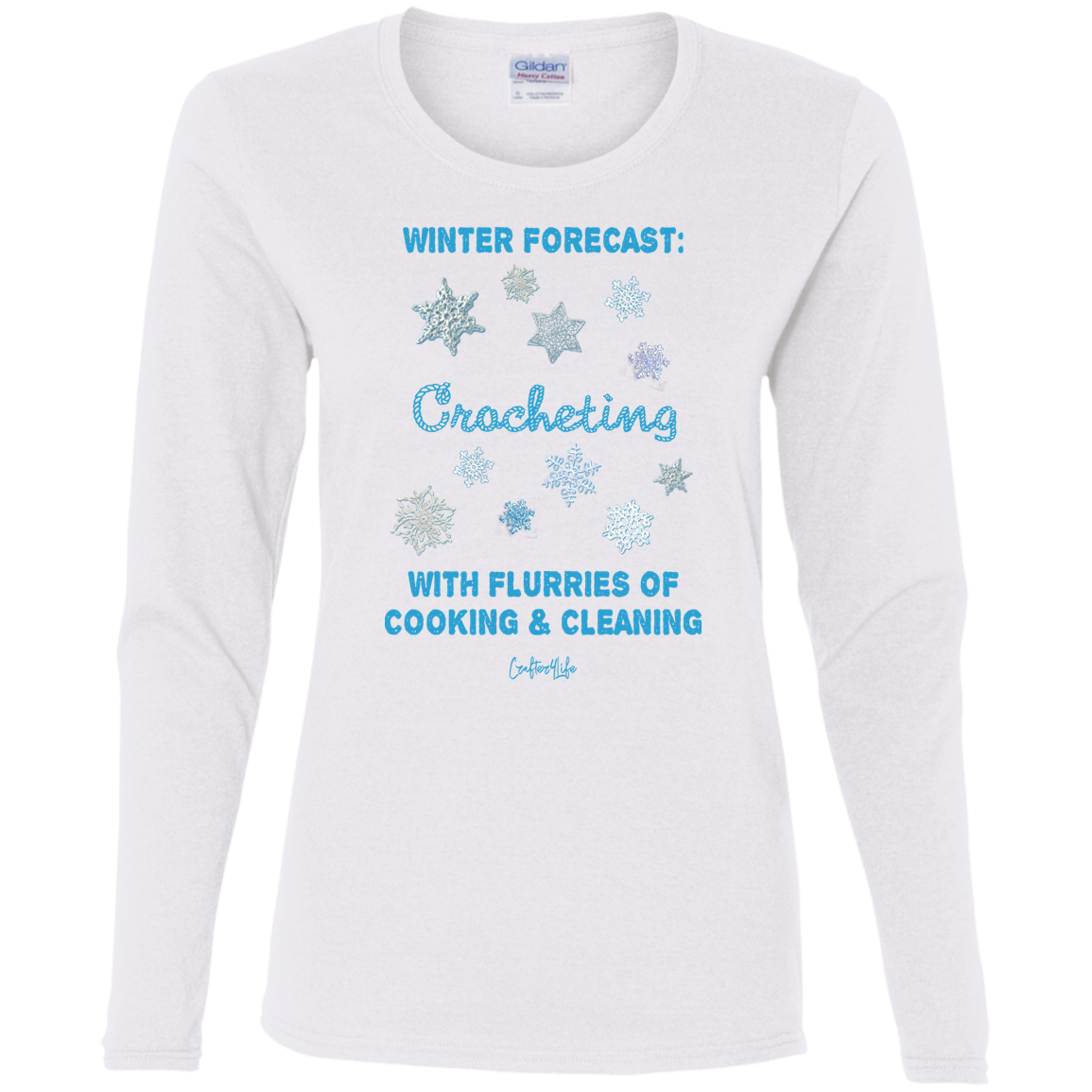 Winter Forecast Crocheting Flurries Ladies Long Sleeve Shirts