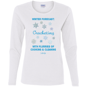 Winter Forecast Crocheting Flurries Ladies Long Sleeve Shirts