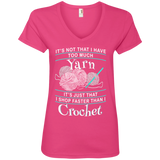 I Shop Faster than I Crochet Ladies V-Neck T-Shirt