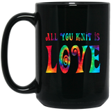 All You Knit is Love Black Mugs