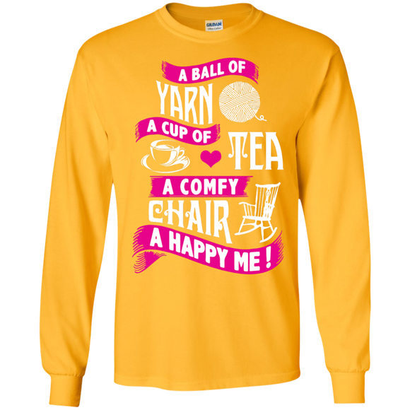 A Ball of Yarn, A Happy Me Long Sleeve Ultra Cotton Tshirt - Crafter4Life - 1