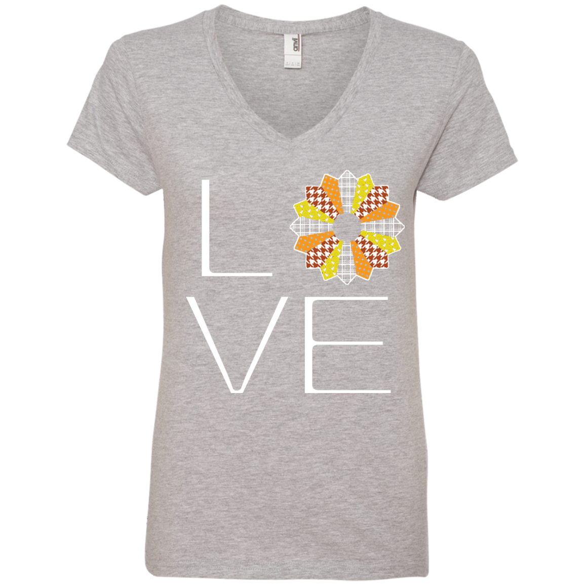 LOVE Quilting (Fall Colors) Ladies V-neck Tee - Crafter4Life - 2